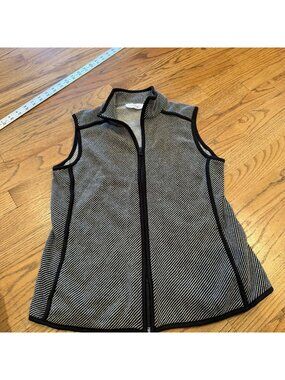 T By Talbots Womens Black White Medium Petite Vest